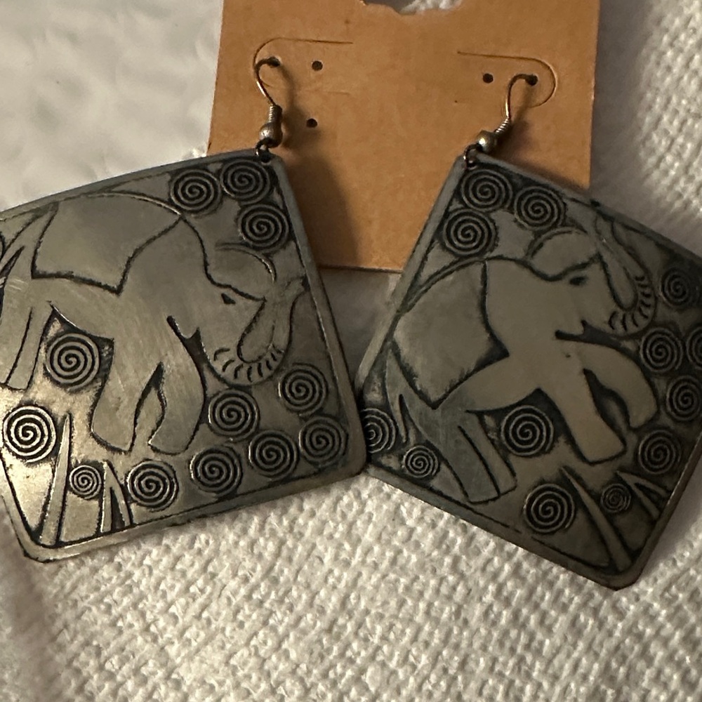 Elephant Design Silver Earrings